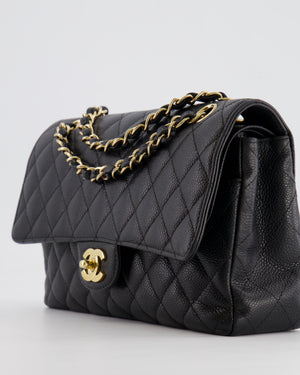 Chanel Black Medium Classic Double Flap Bag in Caviar Leather with Gold Hardware