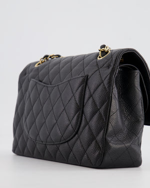 Chanel Black Medium Classic Double Flap Bag in Caviar Leather with Gold Hardware