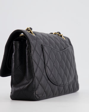 Chanel Black Medium Classic Double Flap Bag in Caviar Leather with Gold Hardware