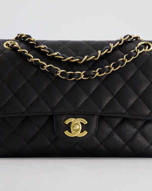 Chanel Black Medium Classic Double Flap Bag in Caviar Leather with Gold Hardware