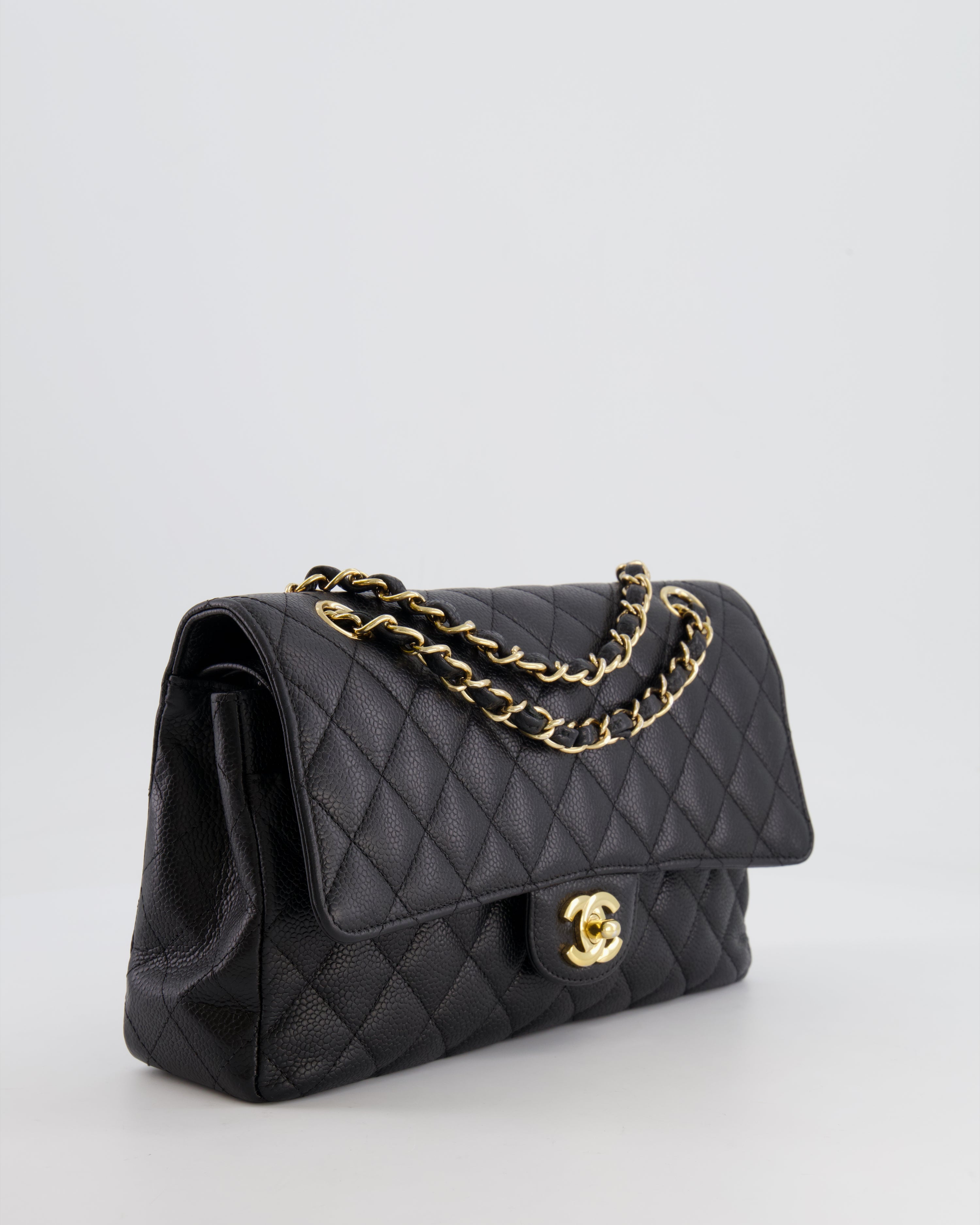 Chanel black quilted caviar medium classic double flap bag online