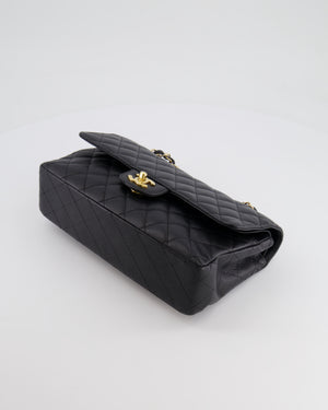 Chanel Black Medium Classic Double Flap Bag in Caviar Leather with Gold Hardware