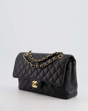 Chanel Black Medium Classic Double Flap Bag in Caviar Leather with Gold Hardware