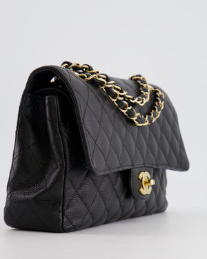 Chanel Black Medium Classic Double Flap Bag in Caviar Leather with Gold Hardware