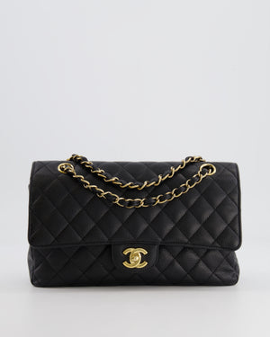 Chanel Black Medium Classic Double Flap Bag in Caviar Leather with Gold Hardware