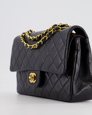 Chanel Vintage Black Medium Classic Double Flap Bag in Lambskin Leather with 24K Gold Hardware