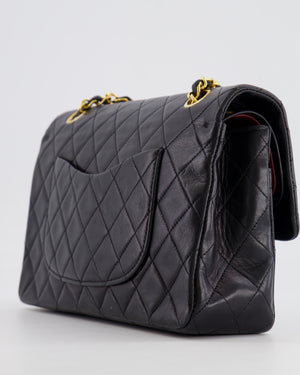 Chanel Vintage Black Medium Classic Double Flap Bag in Lambskin Leather with 24K Gold Hardware