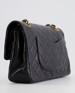 Chanel Vintage Black Medium Classic Double Flap Bag in Lambskin Leather with 24K Gold Hardware