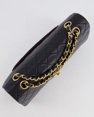 Chanel Vintage Black Medium Classic Double Flap Bag in Lambskin Leather with 24K Gold Hardware