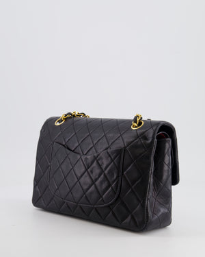 Chanel Vintage Black Medium Classic Double Flap Bag in Lambskin Leather with 24K Gold Hardware