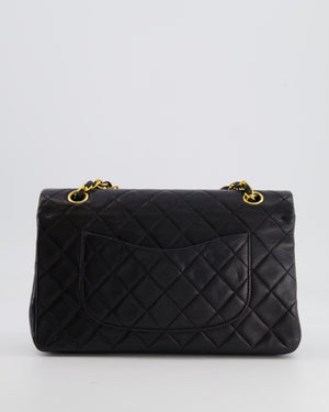 Chanel Vintage Black Medium Classic Double Flap Bag in Lambskin Leather with 24K Gold Hardware