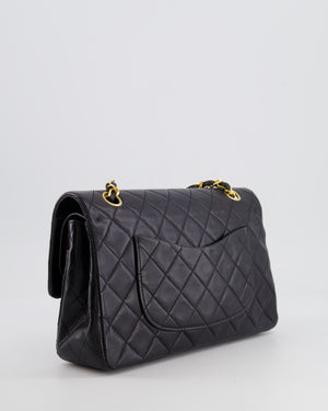 Chanel Vintage Black Medium Classic Double Flap Bag in Lambskin Leather with 24K Gold Hardware