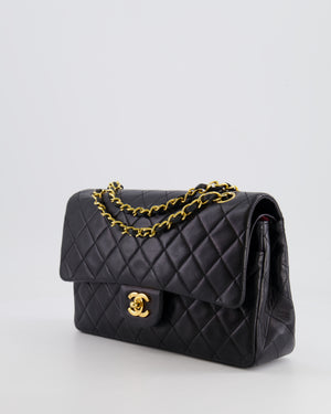 Chanel Vintage Black Medium Classic Double Flap Bag in Lambskin Leather with 24K Gold Hardware