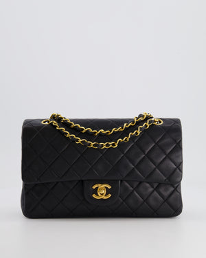 Chanel Vintage Black Medium Classic Double Flap Bag in Lambskin Leather with 24K Gold Hardware