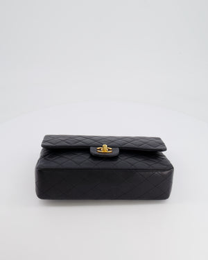 Chanel Vintage Black Medium Classic Double Flap Bag in Lambskin Leather with 24K Gold Hardware