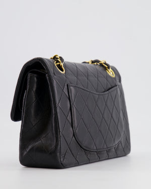 Chanel Vintage Black Small Double Flap Bag in Lambskin Leather with 24K Gold Hardware