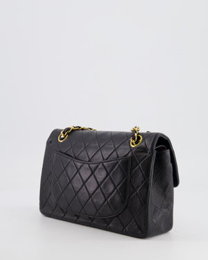 Chanel Vintage Black Small Double Flap Bag in Lambskin Leather with 24K Gold Hardware