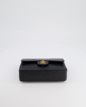 Chanel Vintage Black Small Double Flap Bag in Lambskin Leather with 24K Gold Hardware