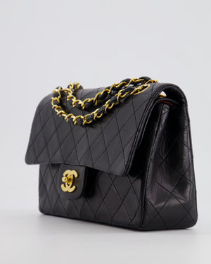 Chanel Vintage Black Small Double Flap Bag in Lambskin Leather with 24K Gold Hardware