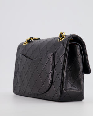 Chanel Vintage Black Small Double Flap Bag in Lambskin Leather with 24K Gold Hardware