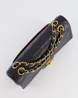 Chanel Vintage Black Small Double Flap Bag in Lambskin Leather with 24K Gold Hardware