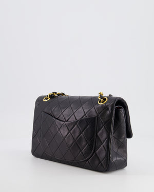 Chanel Vintage Black Small Double Flap Bag in Lambskin Leather with 24K Gold Hardware