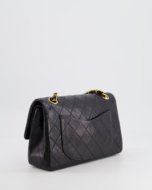 Chanel Vintage Black Small Double Flap Bag in Lambskin Leather with 24K Gold Hardware