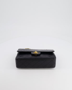 Chanel Vintage Black Small Double Flap Bag in Lambskin Leather with 24K Gold Hardware