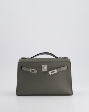 *RARE* Hermès Kelly Pochette Bag in Gris Meyer Swift Leather with Palladium Hardware