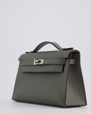 *RARE* Hermès Kelly Pochette Bag in Gris Meyer Swift Leather with Palladium Hardware