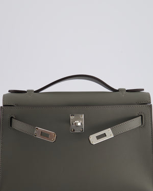 *RARE* Hermès Kelly Pochette Bag in Gris Meyer Swift Leather with Palladium Hardware