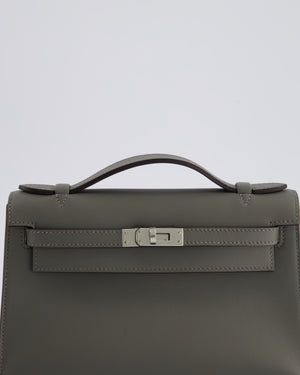 *RARE* Hermès Kelly Pochette Bag in Gris Meyer Swift Leather with Palladium Hardware