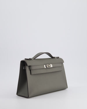 *RARE* Hermès Kelly Pochette Bag in Gris Meyer Swift Leather with Palladium Hardware