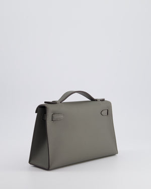 *RARE* Hermès Kelly Pochette Bag in Gris Meyer Swift Leather with Palladium Hardware