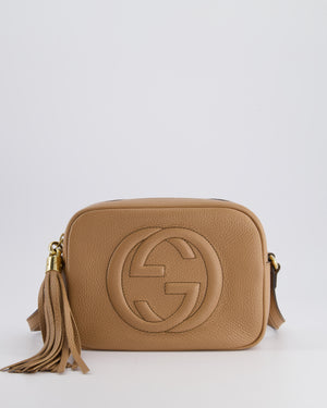 Gucci Dark Beige Soho Disco Leather Bag with Strap, Tassel and GG Detail