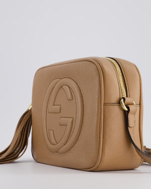 Gucci Dark Beige Soho Disco Leather Bag with Strap, Tassel and GG Detail