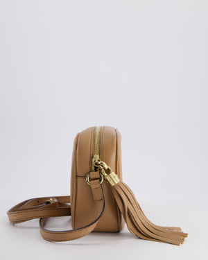 Gucci Dark Beige Soho Disco Leather Bag with Strap, Tassel and GG Detail