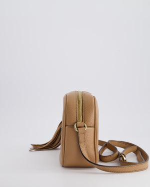 Gucci Dark Beige Soho Disco Leather Bag with Strap, Tassel and GG Detail