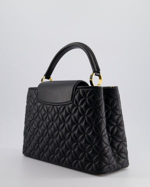 *HOT* Louis Vuitton Capucines MM Bag in Black Quilted Flower Lambskin Leather and Gold Hardware RRP £6,440