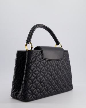 *HOT* Louis Vuitton Capucines MM Bag in Black Quilted Flower Lambskin Leather and Gold Hardware RRP £6,440