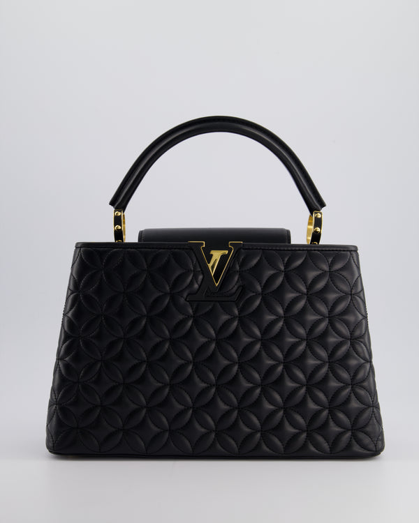 *HOT* Louis Vuitton Capucines MM Bag in Black Quilted Flower Lambskin Leather and Gold Hardware RRP £6,440