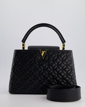 *HOT* Louis Vuitton Capucines MM Bag in Black Quilted Flower Lambskin Leather and Gold Hardware RRP £6,440