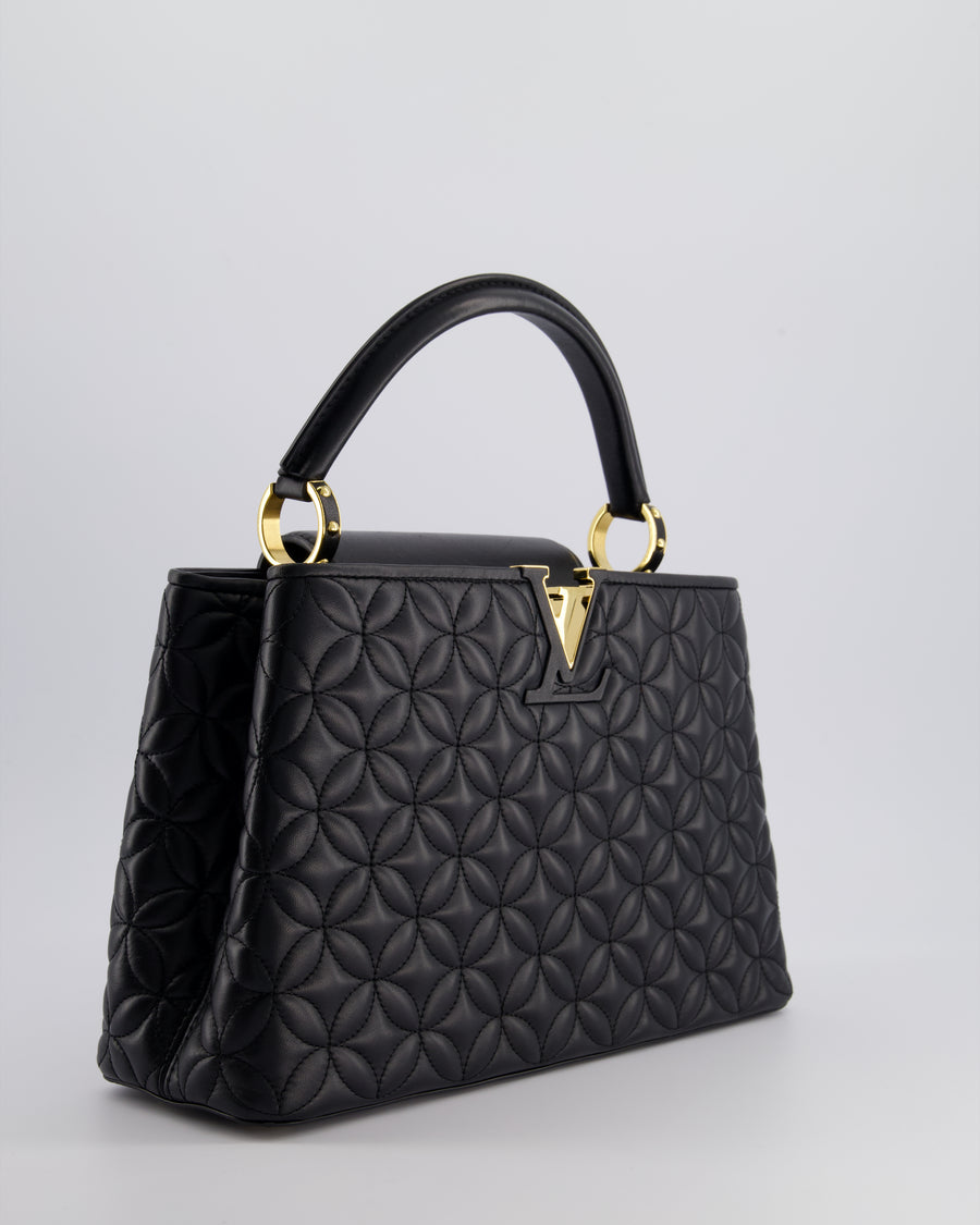 *HOT* Louis Vuitton Capucines MM Bag in Black Quilted Flower Lambskin Leather and Gold Hardware RRP £6,440