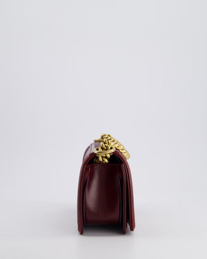 *HOT COLOUR* Chanel Burgundy Small Boy Bag in Shiny Calfskin with Antique Gold Hardware