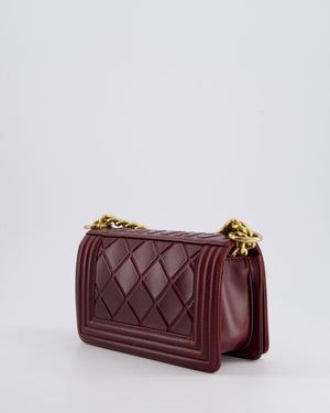 *HOT COLOUR* Chanel Burgundy Small Boy Bag in Shiny Calfskin with Antique Gold Hardware