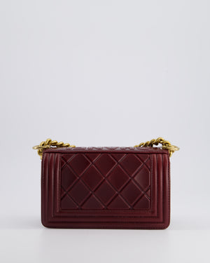 *HOT COLOUR* Chanel Burgundy Small Boy Bag in Shiny Calfskin with Antique Gold Hardware