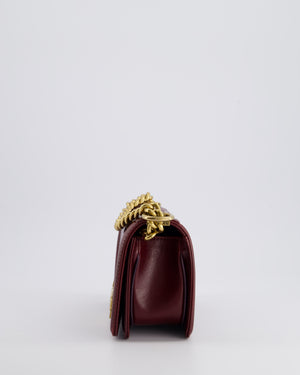 *HOT COLOUR* Chanel Burgundy Small Boy Bag in Shiny Calfskin with Antique Gold Hardware