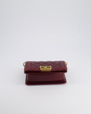 *HOT COLOUR* Chanel Burgundy Small Boy Bag in Shiny Calfskin with Antique Gold Hardware