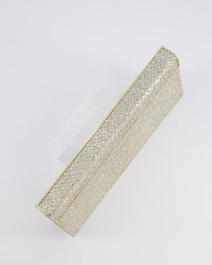 Jimmy Choo Silver Glitter Cayla Evening Clutch Bag with Champagne Gold Hardware RRP £650