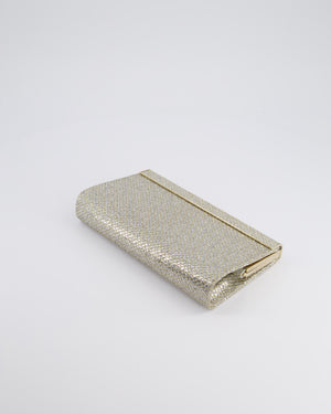 Jimmy Choo Silver Glitter Cayla Evening Clutch Bag with Champagne Gold Hardware RRP £650